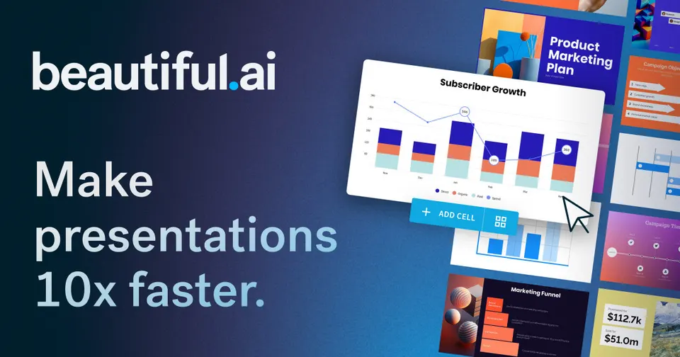 Beautiful.ai: Presentation slides that lay themselves out.