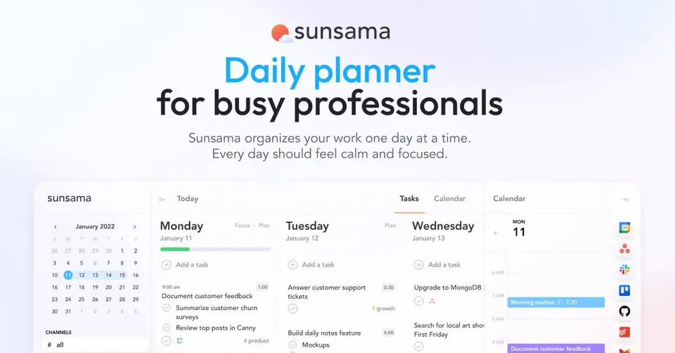 Sunsama: A daily planner with a guided morning routine.